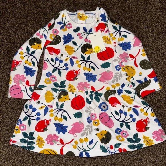 Baby Boden Other - Baby Boden Ivory Forest Friends Dress